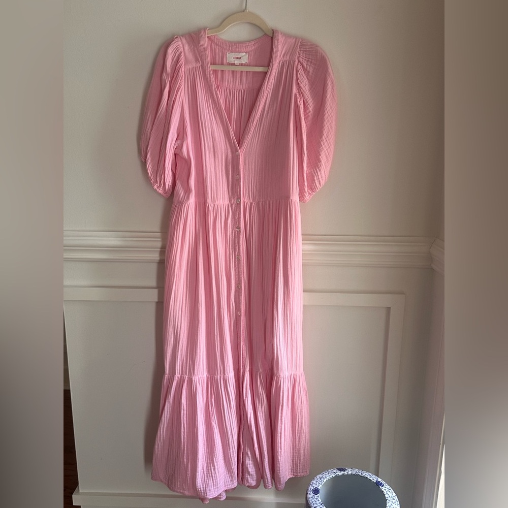 XiRENA Pink Puff Sleeve Midi Lennox Dress size Small - Picture 5 of 12